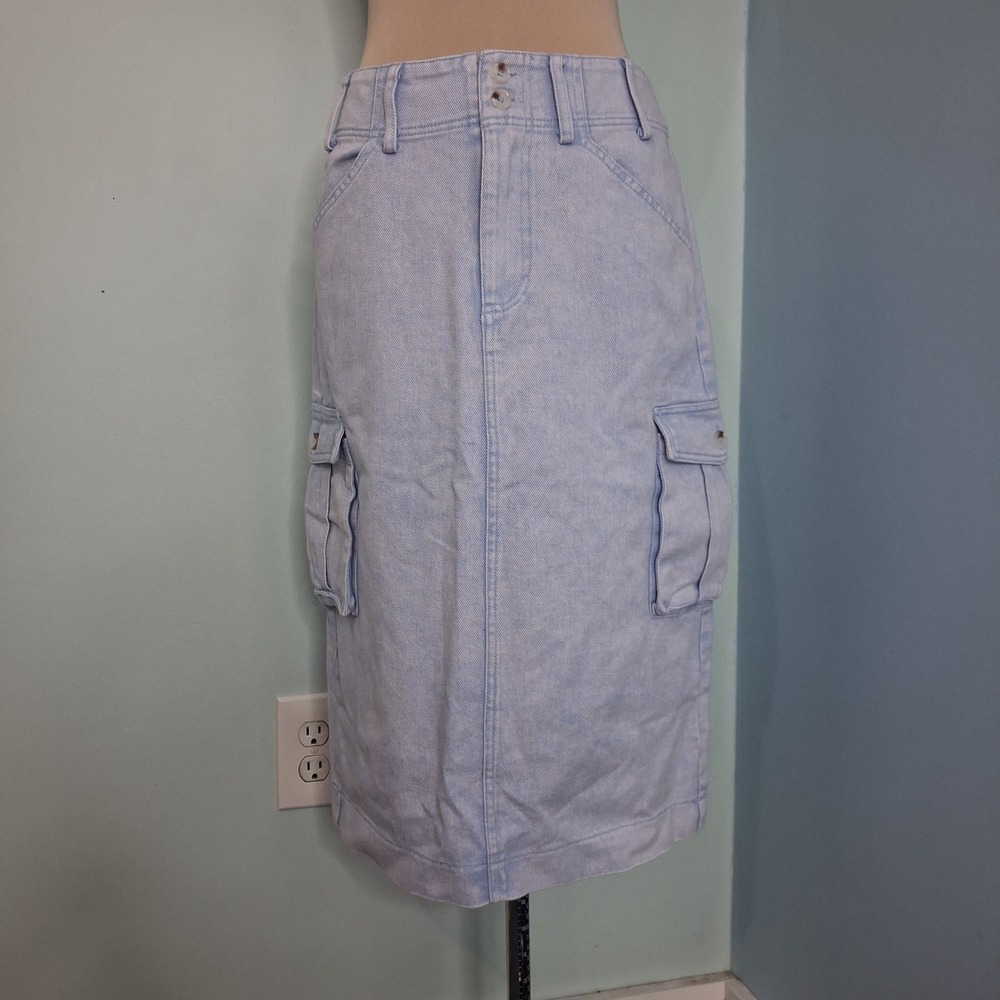 Ensemble Light Wash Denim Cargo Midi Skirt Blue Utility‎ Y2K P6443 Size M